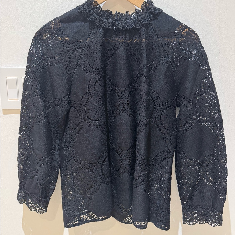 Sezane Elegant Black Lace Women's Top size 38
